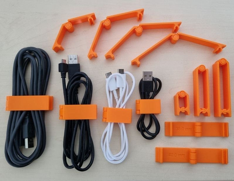 Print-in-Place Cable Clip (35 mm) — 3D printed in PLA