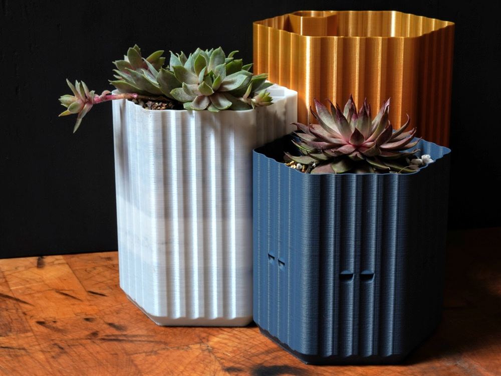 One-Piece Self-Watering Planter — 3D printed in PLA